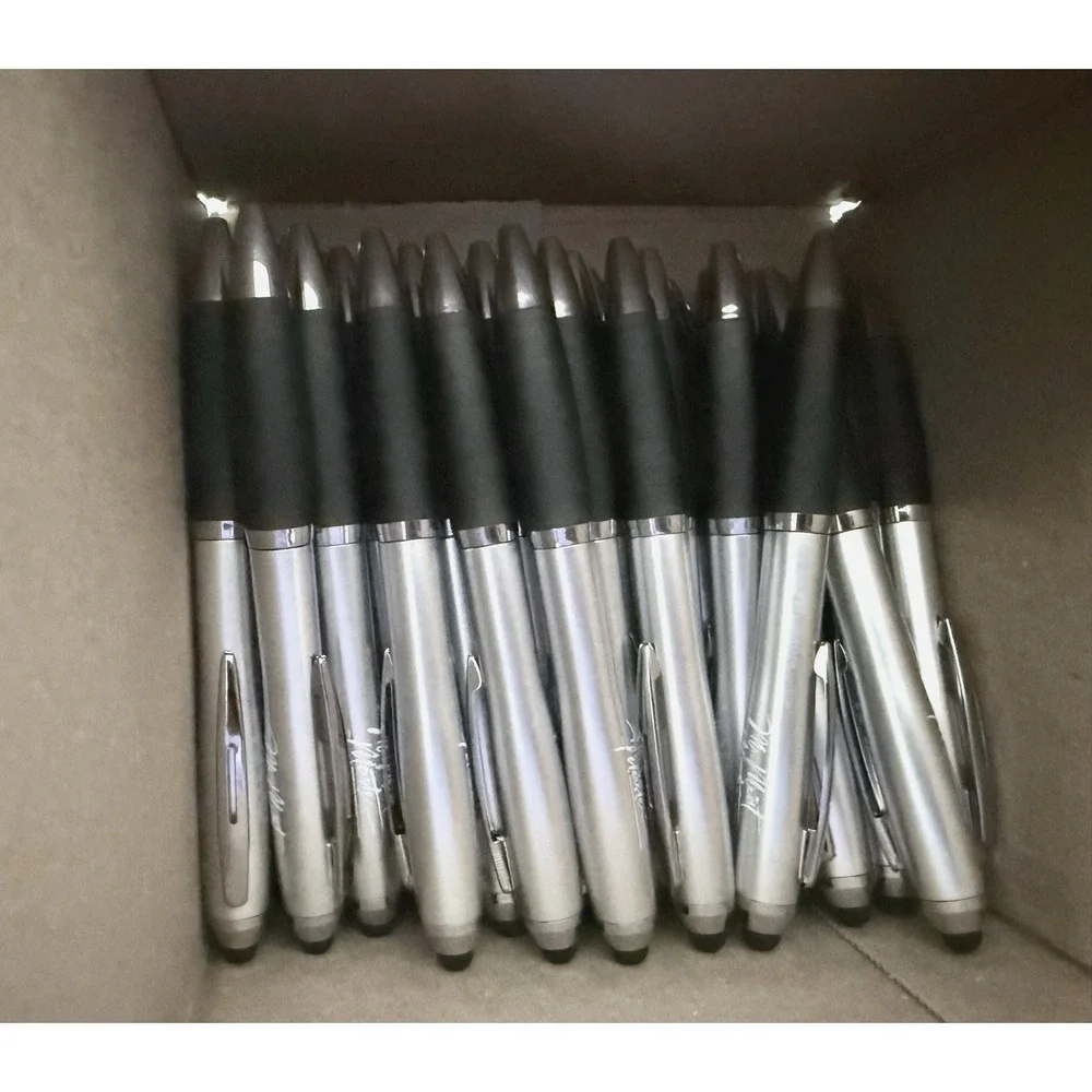 Bulk Lot of 75 Pens - Retractable Ballpoint Pens with Stylus office Supplies